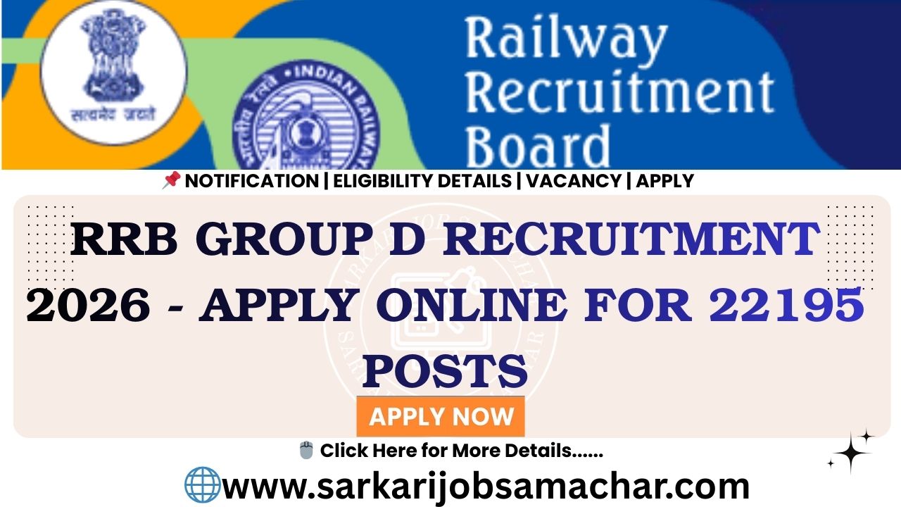 RRB Group D Recruitment 2026 - Apply Online for 22195 Posts